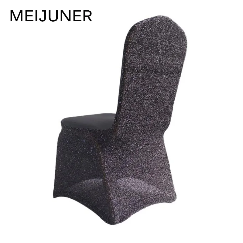 

Meijuner Silver Lycra Spandex Glitter Chair Cover Elastic Stretch Sequin Chair Cover For Hotel Banquet Wedding Chair Cover MJ090