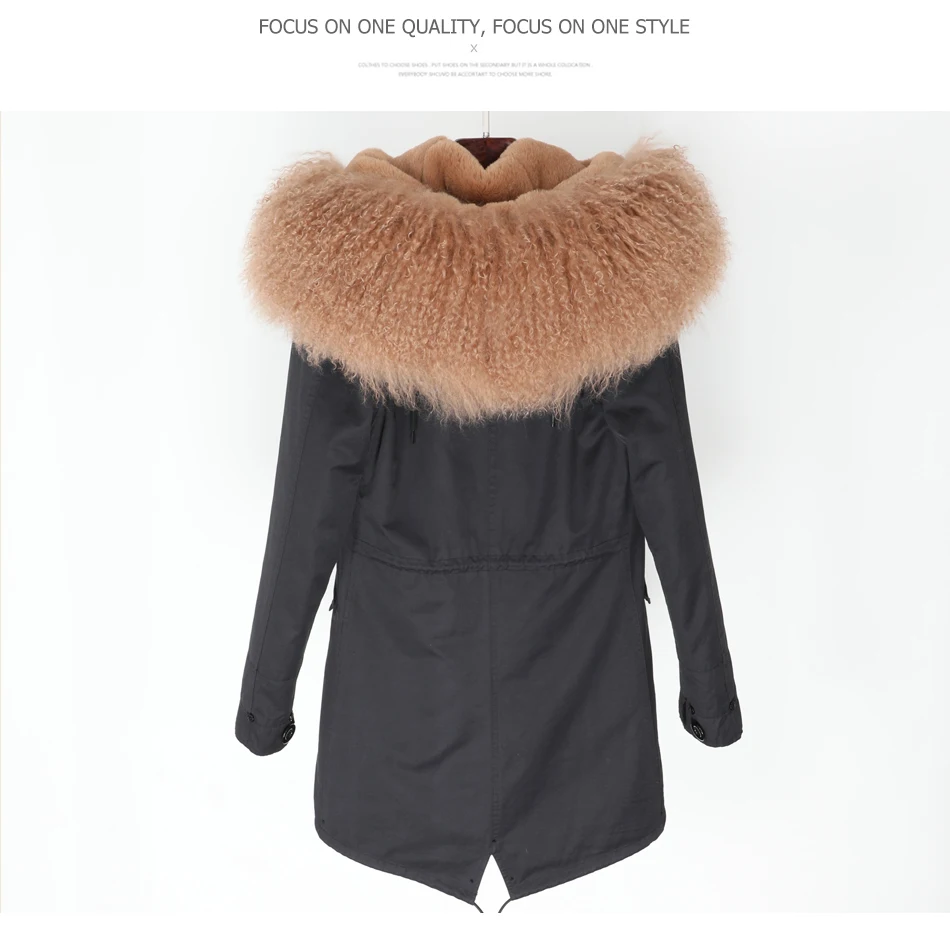 Модная зимняя одежда, сохраняющая тепло, женская одежда, негабаритный меховой воротник из овечьей шерсти Parker, плюс бархатное плотное Свободное пальто, пальто