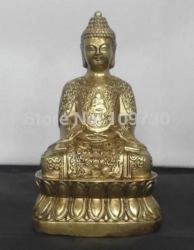 

bir 001650 Chinese Tibetan Buddhism Bronze Shakyamuni Amitabha Buddha Statue