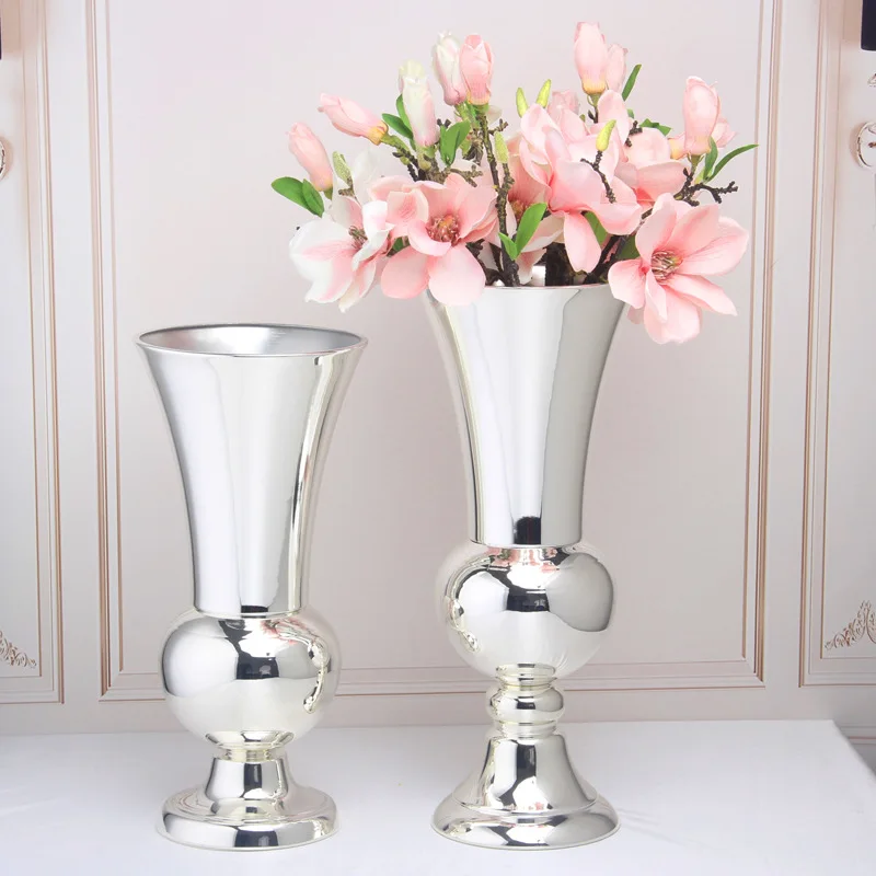 

Metal silver plated vase home living room wedding table decoration party arrangement