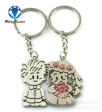 MINGXUAN 1Pair Couple Keychain New Boy/Girl Key Ring Silver Plated Lovers Love Key Chain Souvenirs Valentine’s Day gift C432