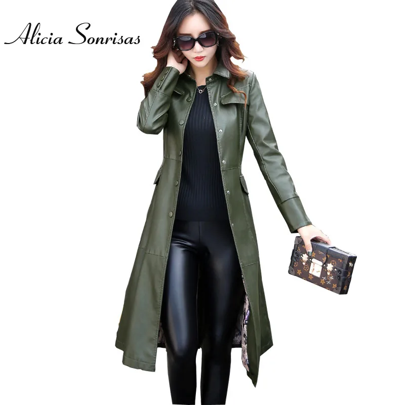 Armée Femmes Très Taille La Manteau 4xl Vert army Hiver 3 Automne rouge Cuir 5xl 2017 As6702 Tranchée Green En Plus Veste Couleurs Long Pour Noir Longue UIxZZ