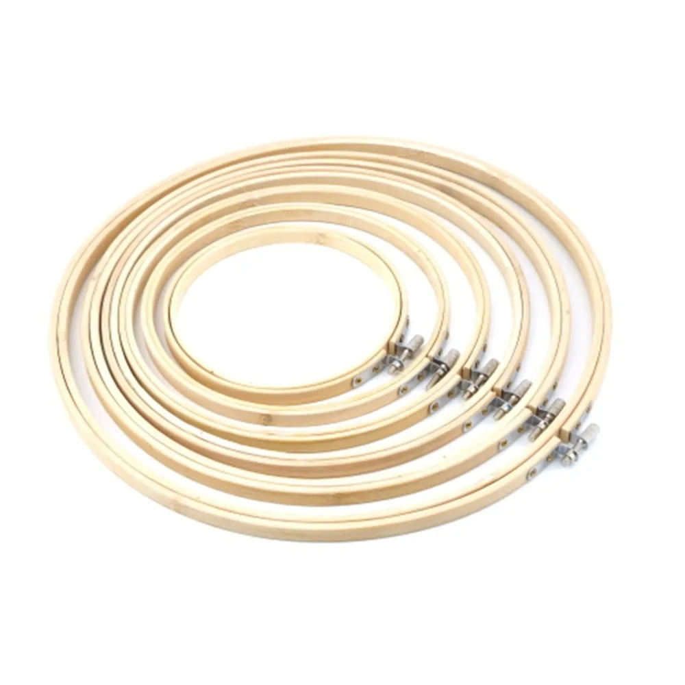 

Round Shape Handy Wooden Cross Stitch 13-30cm Machine Embroidery Hoop Ring Bamboo Sewing Tool Accessory