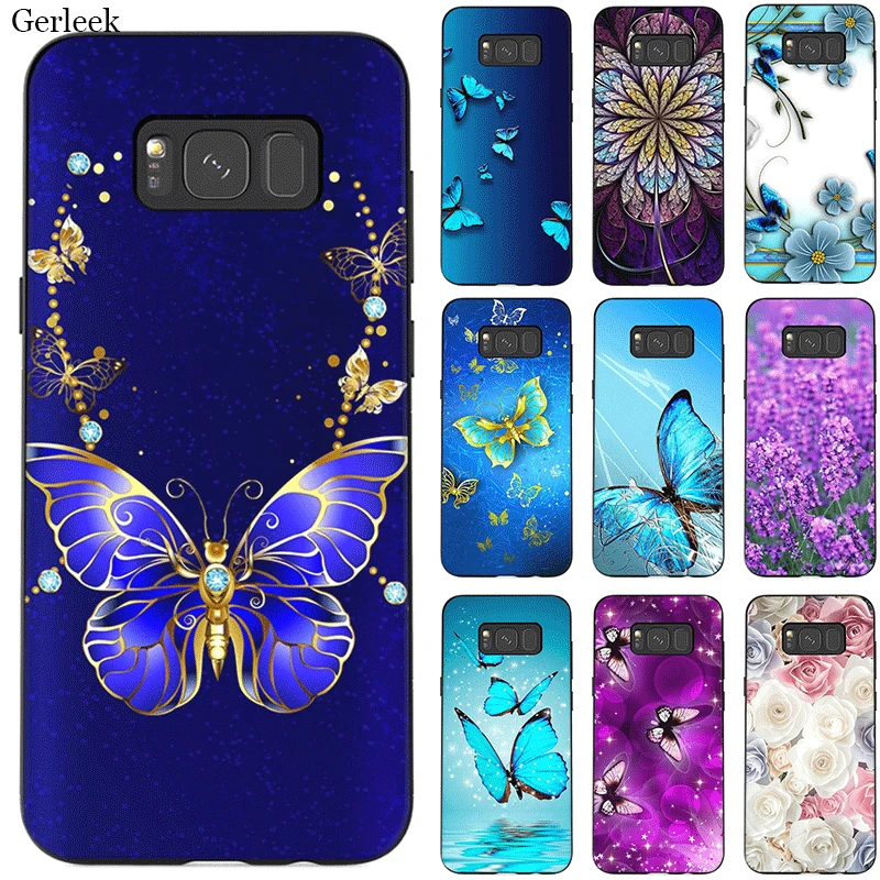 Silicone Mobile Phone Case For Samsung S6 S7 Edge S8 S9 S10 Plus Note 8 9 M10 M20 M30 M40 Cover Animal Butterfly Print Shell Bag | Мобильные
