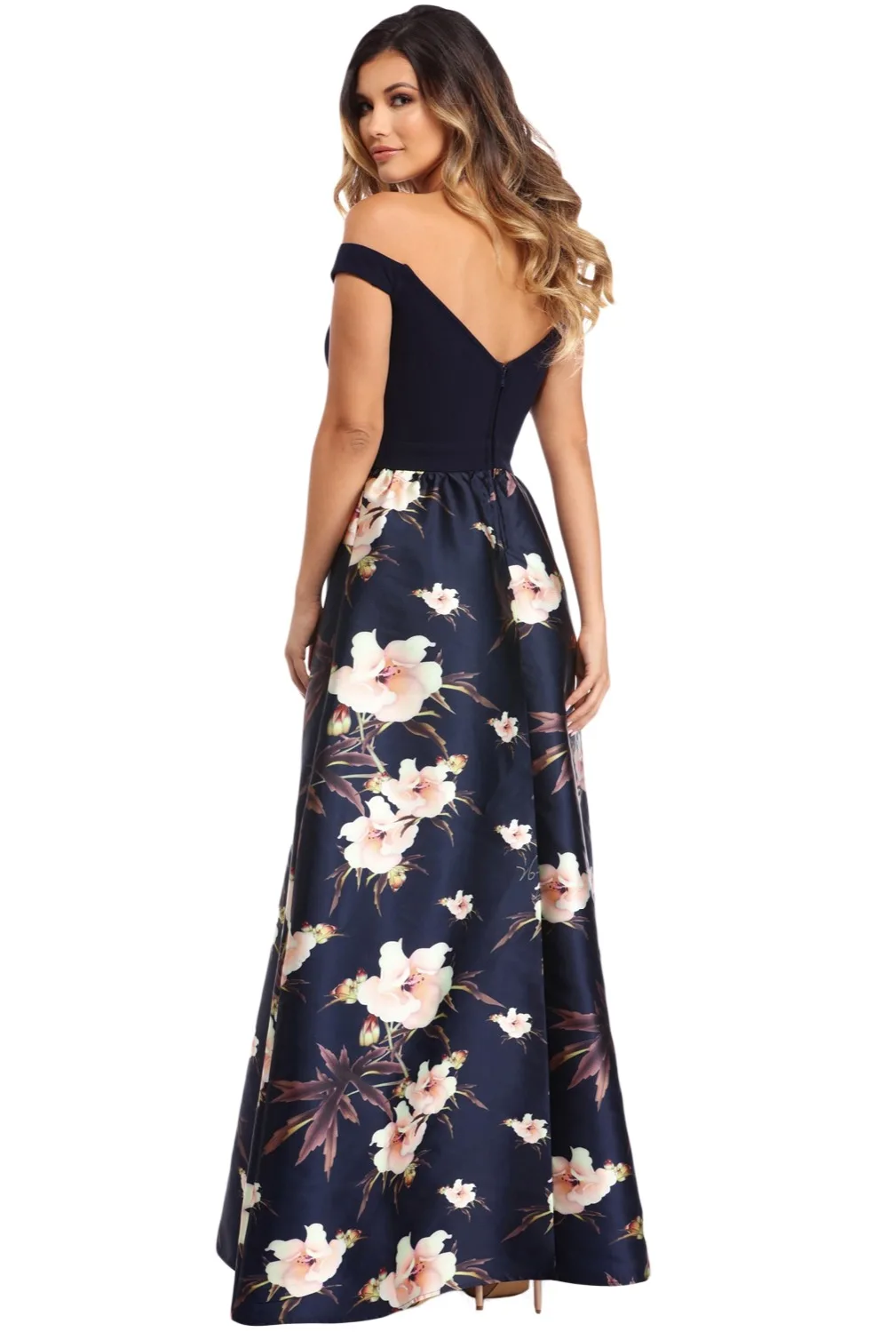 Off-Shoulder-Sweetheart-Neck-Bodice-Floral-Print-Gown-LC610173-5-2
