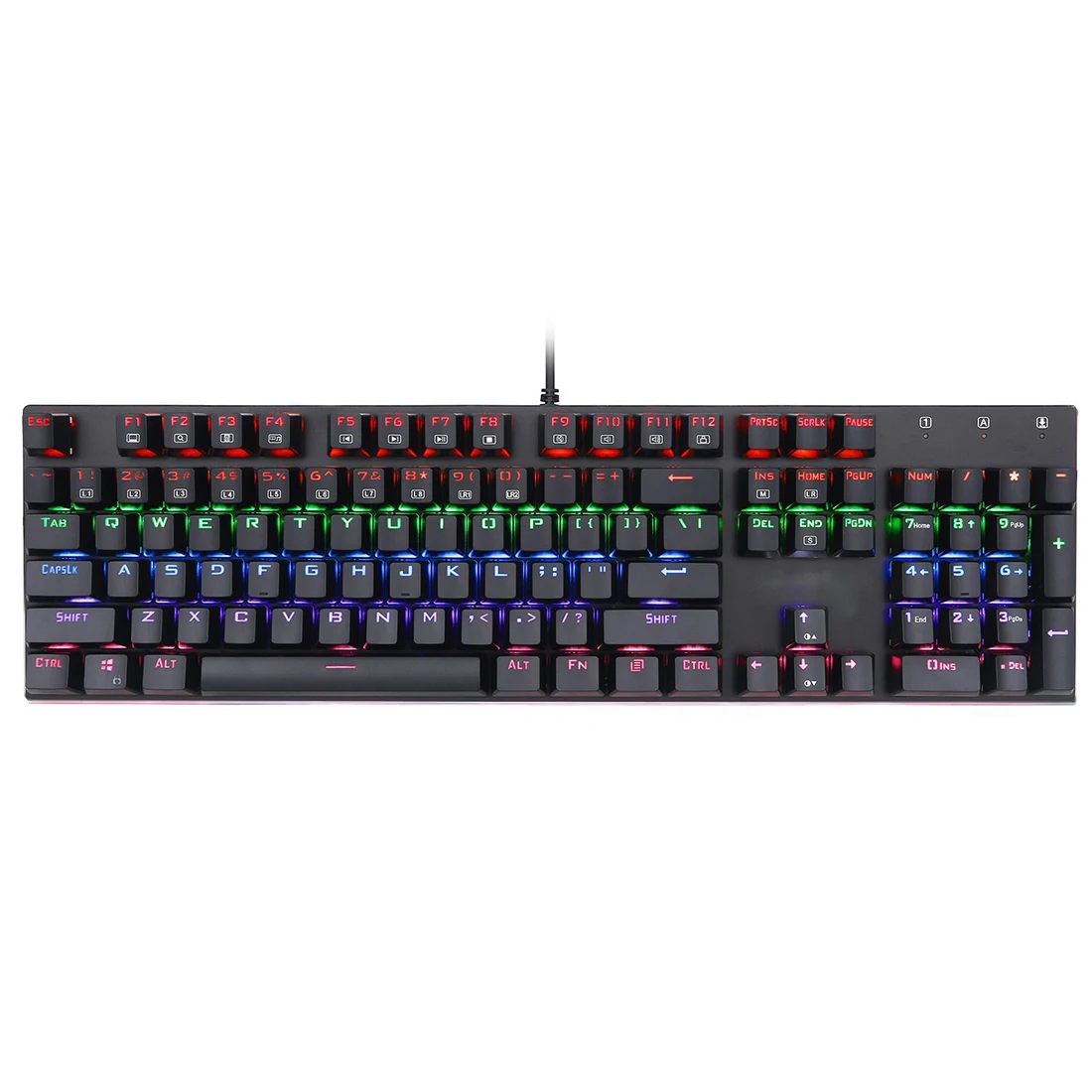

Z-88 Water-Proof Rainbow LED Backlit USB Wired Mechanical Gaming Keyboard with Blue Switches,104 Keys (Black)
