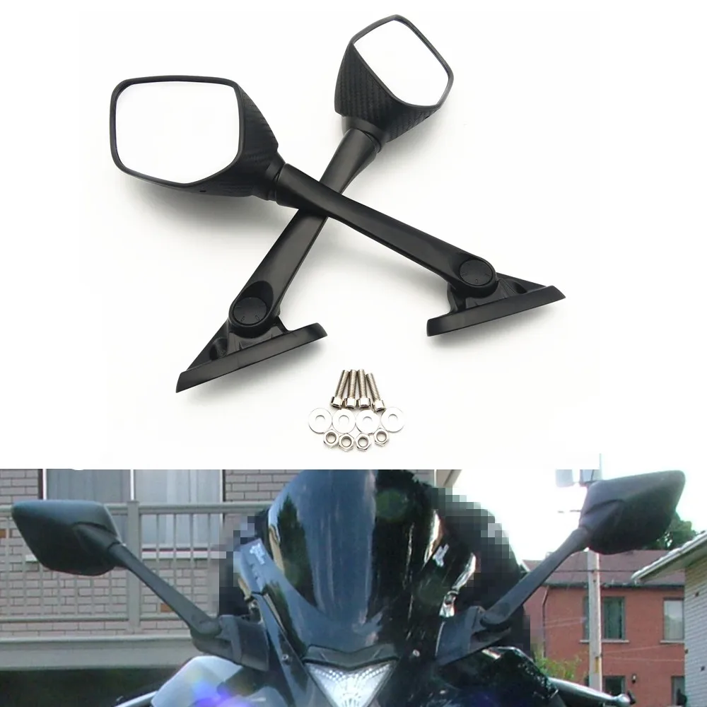

Modified motorcycle parts black Imitation carbon fiber back side rearmirror rear view mirrors for YAMAHA YZF R25 R3