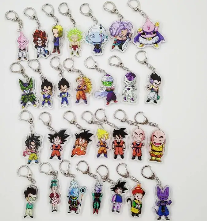 

lot new 20pcs mix popular cartoon anime Dragon ball mix acrylic Charms Pendants women man kids Key Chain Keychains gifts
