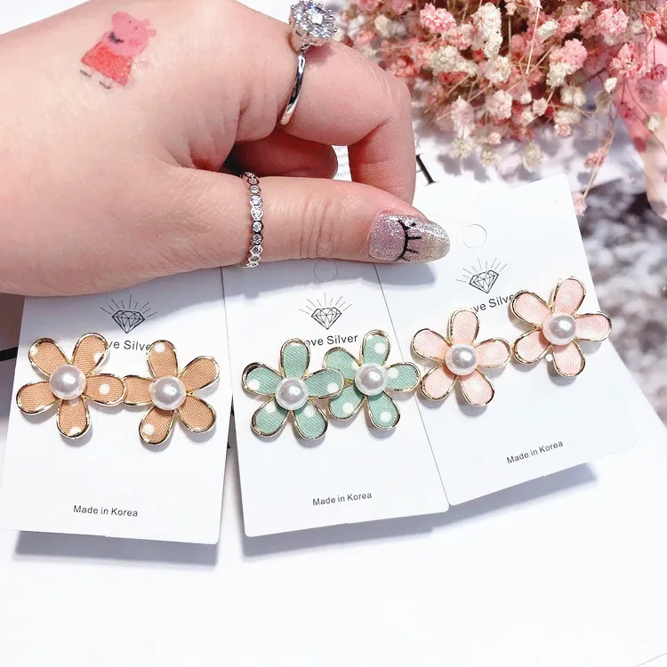 big flower drop glaze earring 925 silver pin Hypoallergenic fadeless