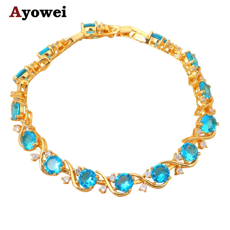 

Noble Charm Bracelets for women New Brand design Gold tone Navy Blue Crystal Wholesale fashion jewelry TB672A