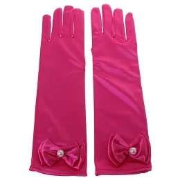THINKTHENDO/детские длинные перчатки с бантиком для девочек, атласный костюм принцессы с рукавами - Цвет: HP