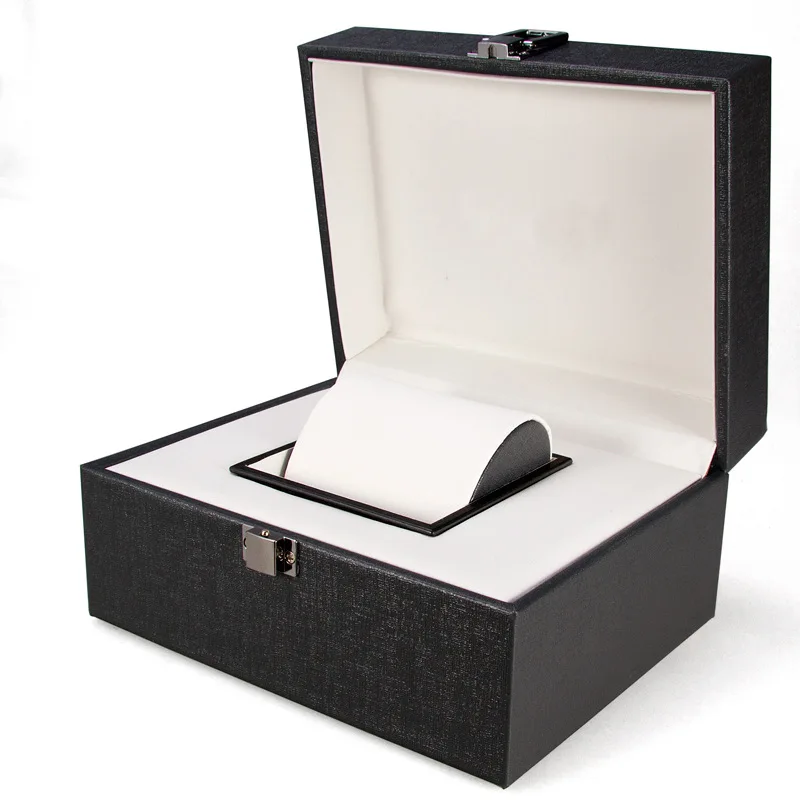 Black PU Leather Watch Storage Box Case Luxury Mechanical Watch Packing