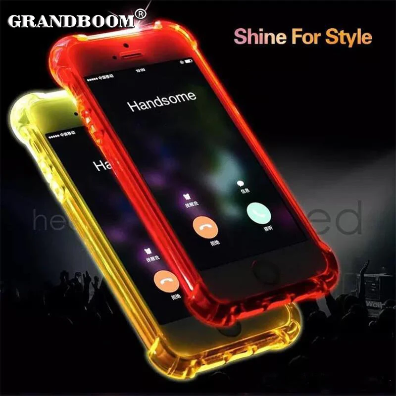 1000pcs LED Call Light Up Glitter Flash Transparent Case For iPhone XS