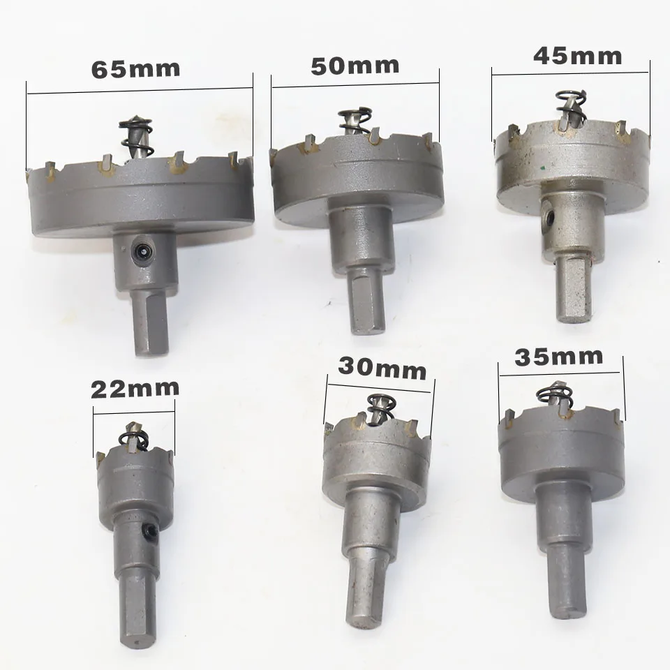 6 шт./компл. твердосплавная пила из нержавеющей стали с отверстием Наборы инструментов 22 мм 30 мм 35 мм 45 мм 50 мм 65 мм Набор отверстий - Цвет: 6pcs
