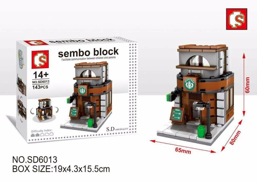 Блоки SEMBO Мини магазин DIY Строительные кирпичи микро с изображением уличного