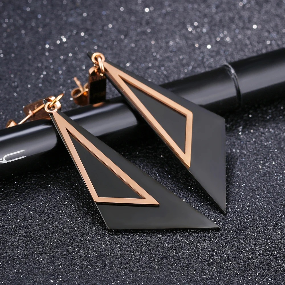 New Triangle Earring- Hot Sale Fashion Europe Exaggeration Elegant Triangle Rose Gold-Color Triangular Geometric Earring