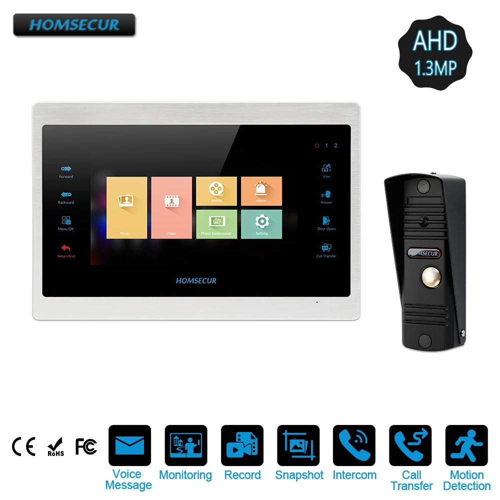 

HOMSECUR 7" Video&Audio Home Intercom with One Button Unlock for Home Security BC011HD-B + BM701HD-S