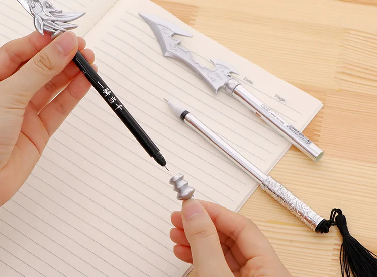 Для выведения токсинов, 40 шт творческие меч моделирование студентов нейтрального черного ручка 0,5 мм студенческие канцелярские товары, нейтральный ручка