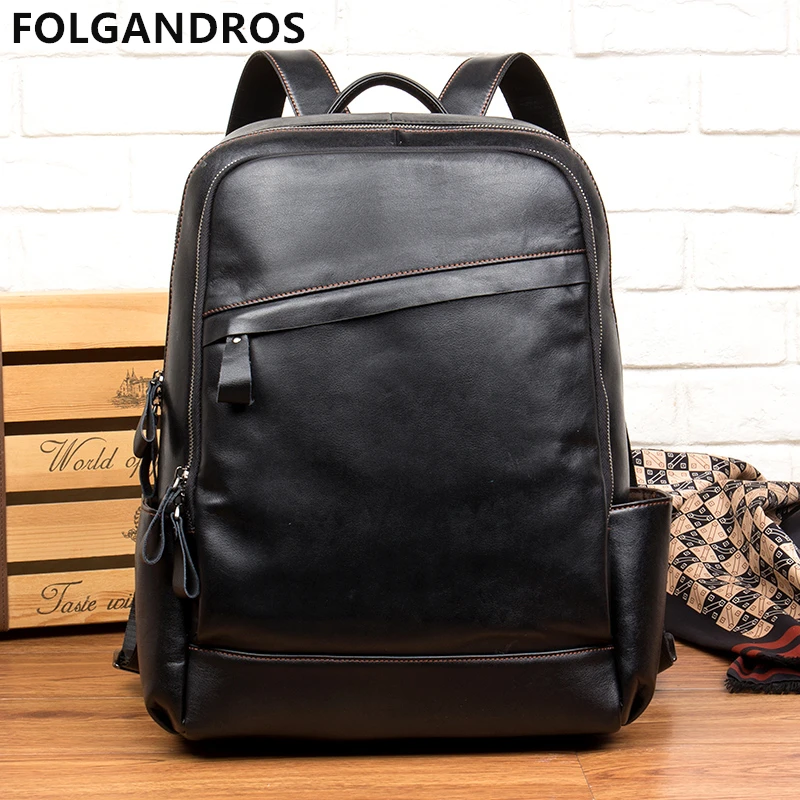 2018 man brand backpack genuine leather black backpack women men casual daypack high quality unisex shoulder bag mochila hombre