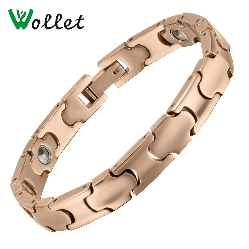 

Wollet Jewelry Titanium Bracelets for Men Women Rose Gold Metallic Color 99.999% Pure Germanium Healthy Energy