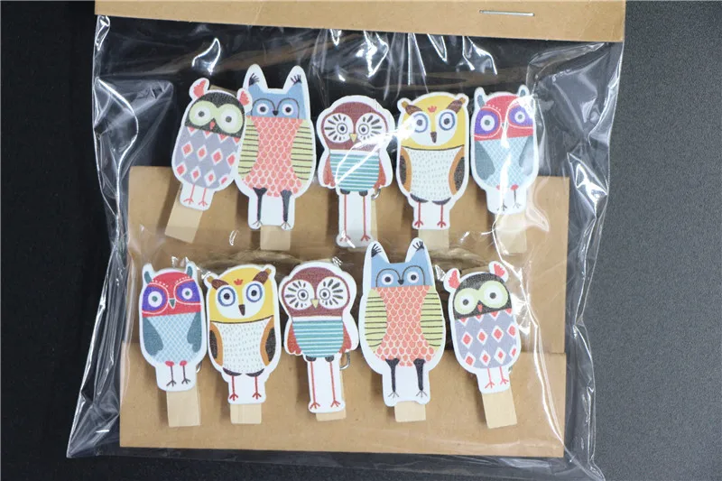 10 Pcs/Pack Kawaii Wooden Clips Macarons Rabbit Cat Owl Paper Clip Notes Notebook Tool DIY Bookmark Cute Stationery Wholesale