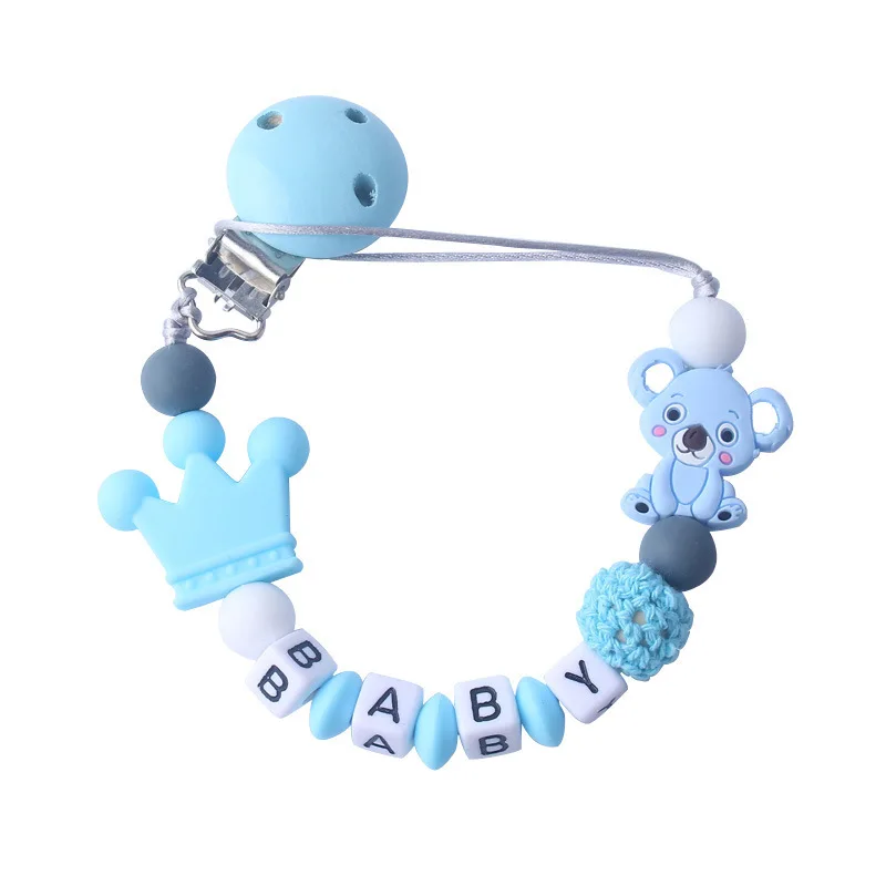 Детская молярная соска цепочка ручной работы Силиконовая безопасная цепочка для прорезывания зубов Прорезыватель для малышей анти-капля Веревка Держатель для соски для кормления - Цвет: Blue