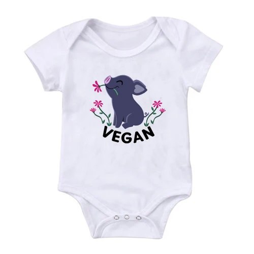 Vegan/милый сдельник для ребенка с принтом свинки, хлопковый комбинезон с короткими рукавами для новорожденных девочек и мальчиков, летняя одежда для малышей 0-24 месяцев