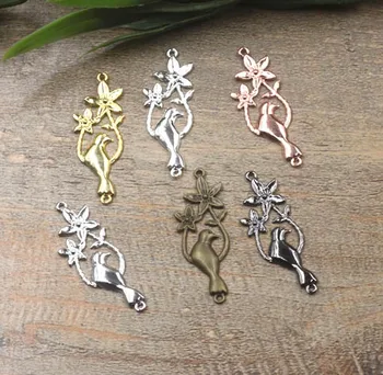 

14x38mm Vintage Filigree Flower Metal Connectors Wraps Links European Charms Hair Clasp Bu Yao Accessories Findings