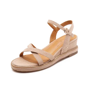 

Wedge 40-43 sandals summer new style with wedges open toe small code 3233 student shoes 18413