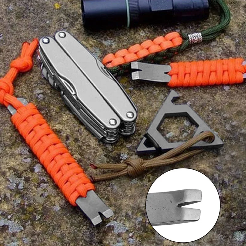 

Outdoor Multi Tool Mini Crank Crowbar Pocket Pry Bar Keychain Survival Scraper-P101