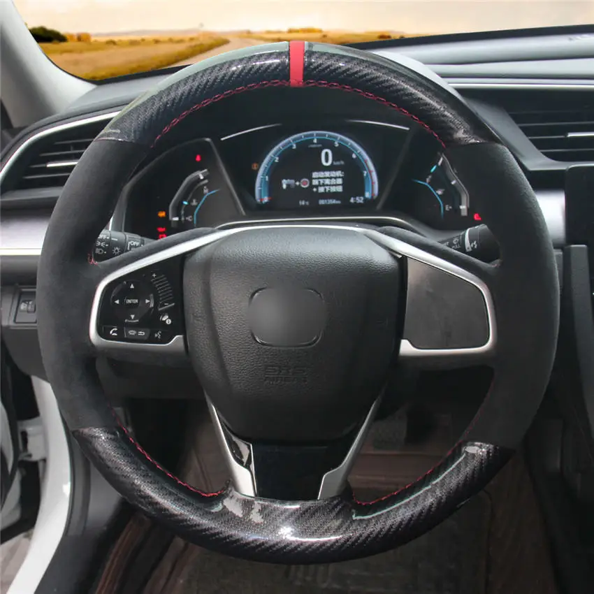 MEWANT натуральная кожа черное замшевое рулевое колесо Крышка для Honda Civic 10- CRV CR-V- ясность части - Название цвета: NO.01