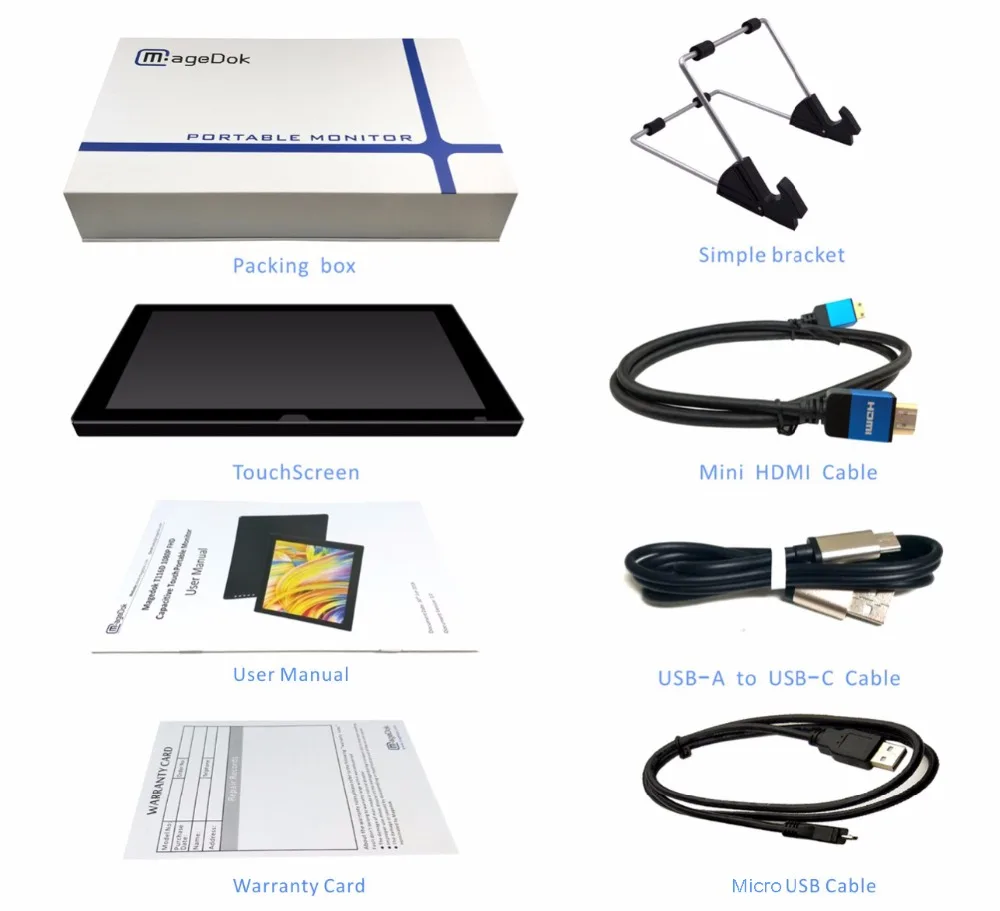 USB портативный монитор, 1080P ips сенсорный дисплей с USB C/HDMI/видео, для Raspberry Pi 3 B+ 2B PS3 PS4 WiiU xbox 360(T116D