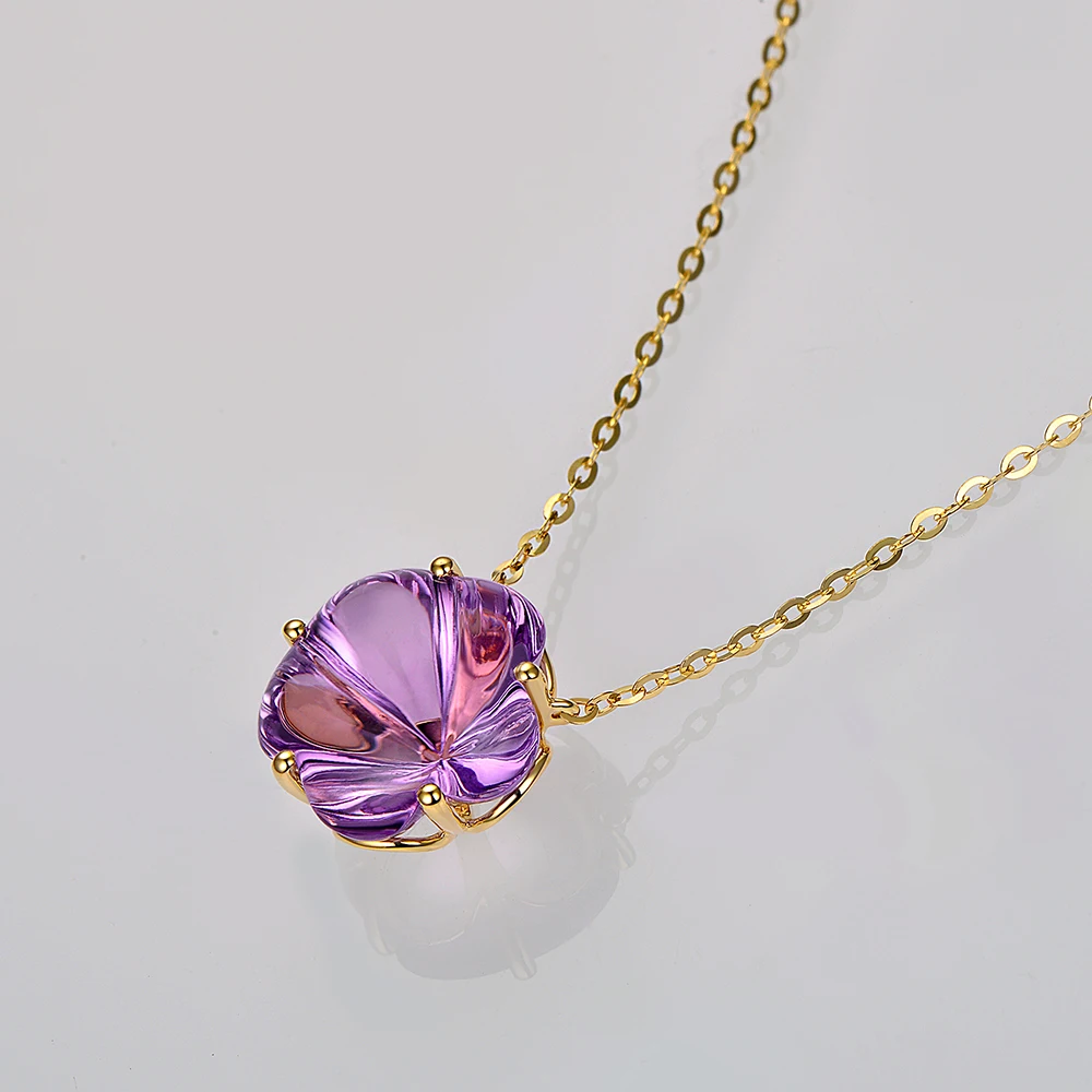 Подвеска для ожерелья из золота 14 карат с аметистом в форме цветка IF|pendant gold|pendant