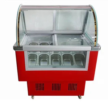 

Low Temperature -18c 6 Barrel 10 Tank Hard Ice Cream Glass Display Cabinet Freezer Showcase