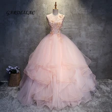 2019 pescoço rosa quinceanera vestidos babados organza masquerade vestido de baile longo vestido de baile doce 16 vestidos de 15 anos