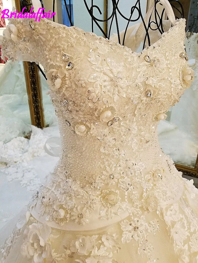 Роскошное кружевное бальное платье Weding платье трапециевидной формы с открытыми плечами, Элегантное свадебное платье с кружевной аппликацией, платье большого размера