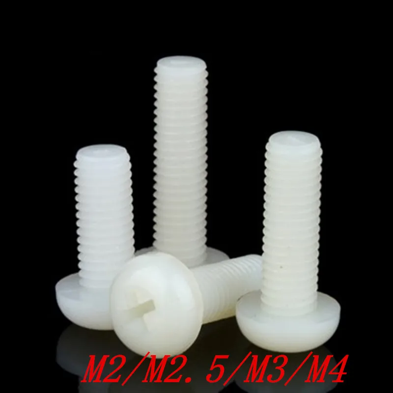 50pcs/lot white Plastic Nylon M2 M2.5 M3 M4 Round Pan Phillips Head Screw Bolt цена 50pcs/lot white Plastic Nylon M2 M2.5 M3 M4 Round Pan Phillips Head Screw Bolt цены онлайн