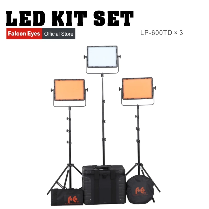 Falcon Eyes 600pcs 36W 3200/5600K Bi-Color LED Panel for Photography Video Film Interview Shooting DV-600kit 3pcs/lot