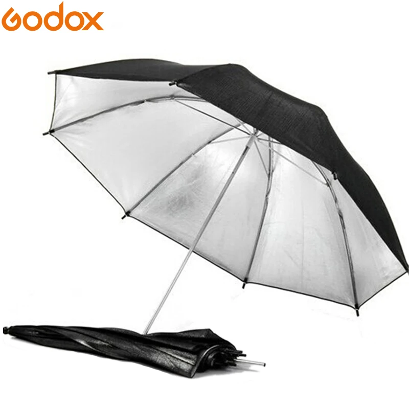 

Gododx 40"/101cm Professional Photography Studio Reflective Lighting Black Silver Umbrella