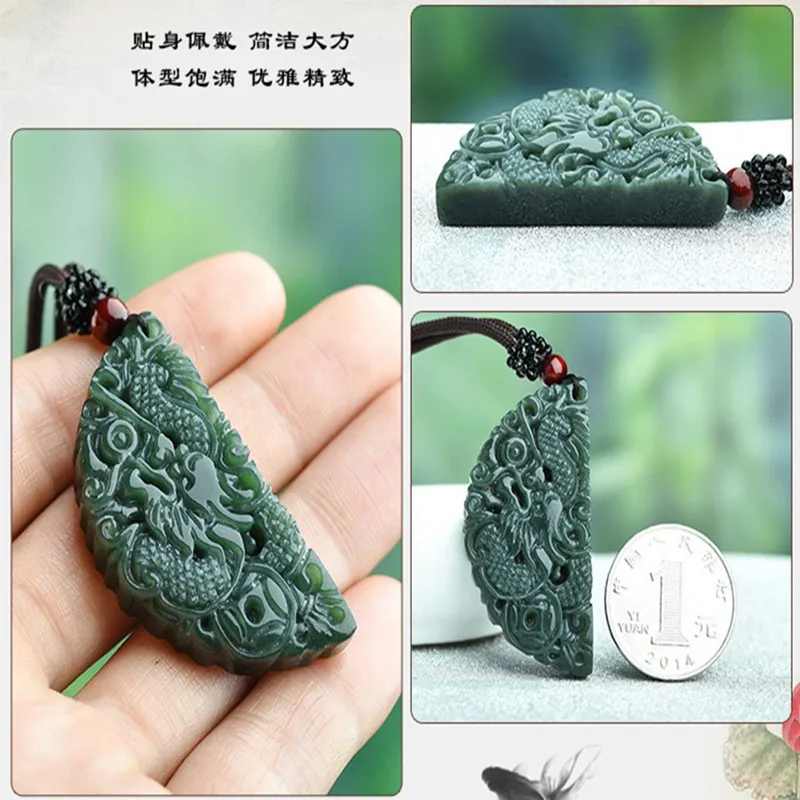 Natural jade dragon phoenix collier pendentif Lucky Amulet Fashion Jewelry Hot 