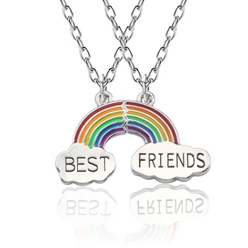 

Trendy Best Friends Necklace For Women Best Friend Forever Pendant Broken Rainbow Clouds BBF Necklaces&Pendants Jewelry Gift