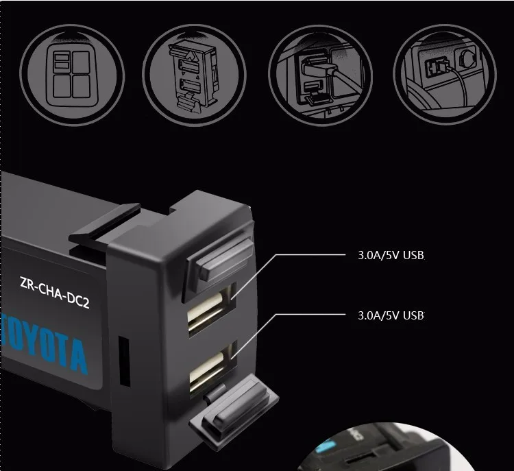 2.1A 1.2A USB интерфейс разъем автомобильное зарядное устройство с аудио для MP3 адаптер PAD iphone Tablet PC gps для TOYOTA FJ Cruiser VIGO