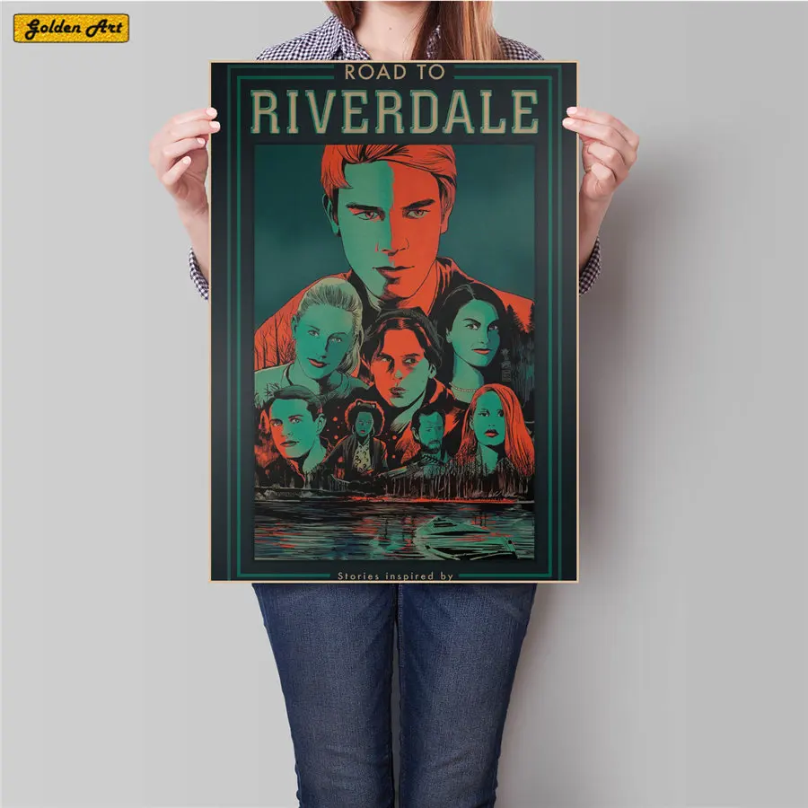 Ривердейл, винтажный постер для фильмов, для бара, кафе, гостиной, принты, плакаты, украшение, ретро картина, для гостиной, 45,5x31,5 см - Цвет: Серый