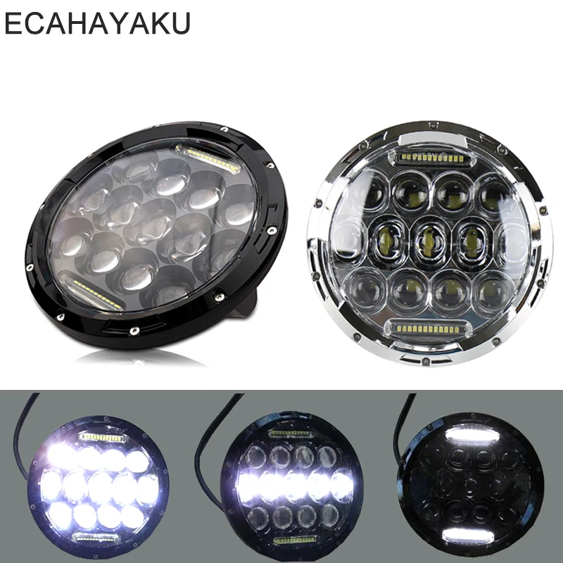 ECAHAYAKU 7 &quotкруглый светодиодный налобный фонарь черный хром 75 Вт H4 штекер DRL