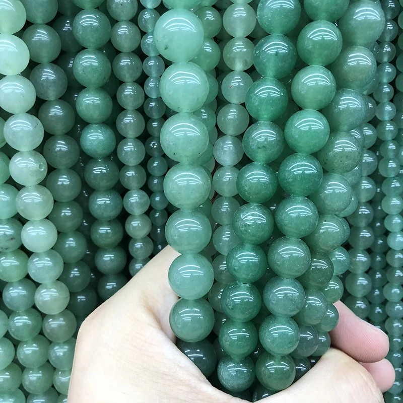 Pierre Naturelle Aventurine Verte, Perles Rondes, 15 Pouces, Brin de 4, 6, 8, 10, 12mm, Taille au Choix, pour Bijoux de Direction