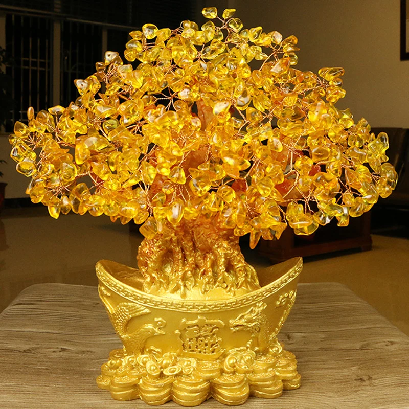 

Money Tree Ornament Fortune Tree Ornament Yuanbao Tree Gold Ingot Tree Ornament Livingroom Delicate Crystal Beautiful