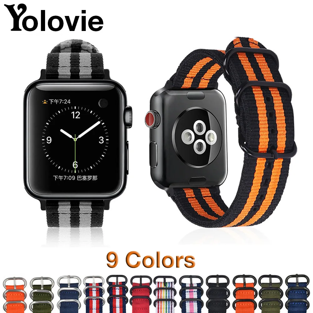 Yolovie Watchband For Apple Watch Band 42mm 44mm Nylon NATO Sport Strap 38mm 40mm iWatch Bands Accessories Bracelet Series 4 321