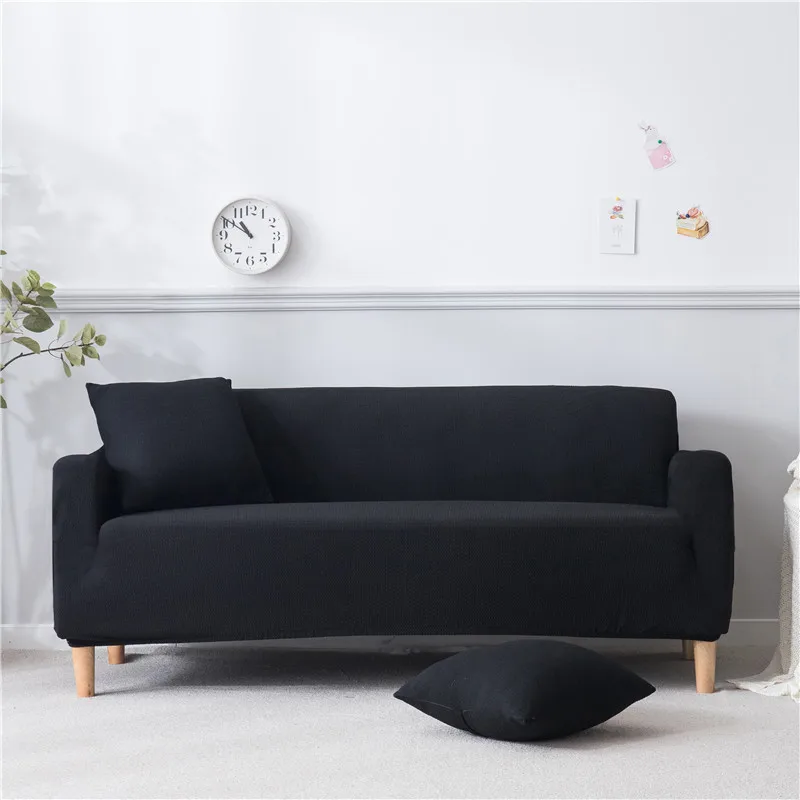 Чехол с вафельным узором, водоотталкивающий чехол для дивана, высококачественный чехол для дивана, эластичный Универсальный защитный чехол для мебели - Цвет: Black