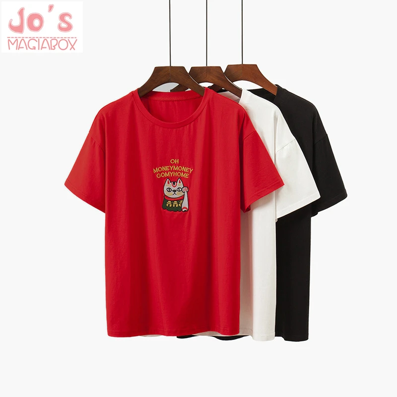

Oversize T-shirt Korean women Casual Cartoon Emborydery Short Sleeve Ulzzang t shirt Female tshirt Vogue Plus size Tops Tee