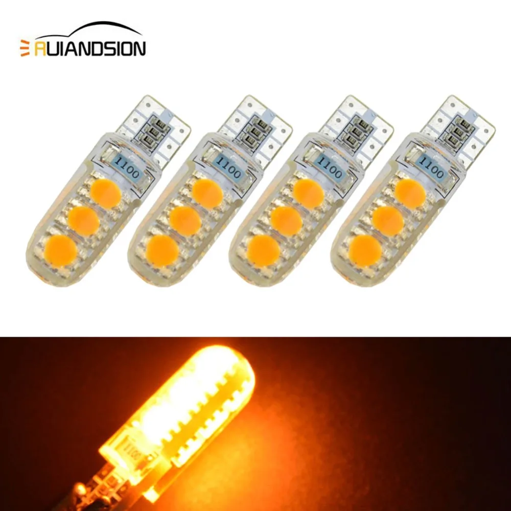 

4PCS Silicone Car Styling T10 194 W5W Canbus 6 SMD 2199 Bulb No Error Auto Warm White 4300K White Ice Blue Pink Green